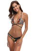 Sexy Rose Leopard Skinny Straps Halter Bikini Bathing Suit